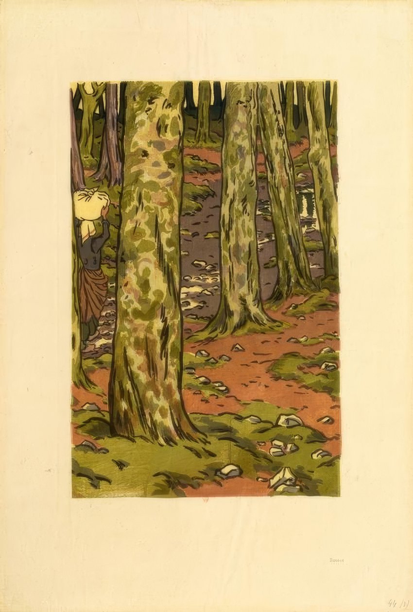 Prádelna v lese v Loguivy od Henri Rivière