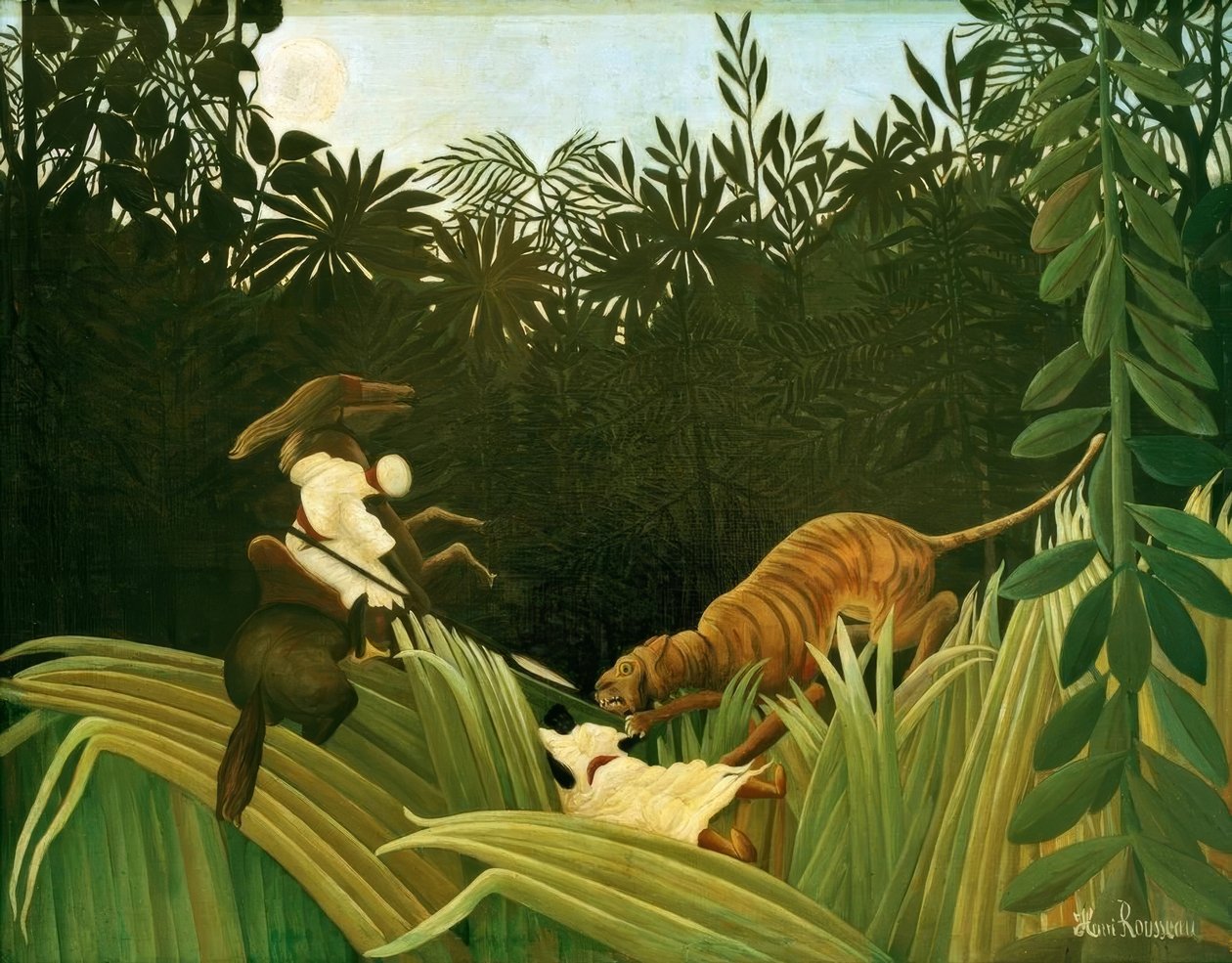 Skauti napadeni tygrem od Henri Rousseau