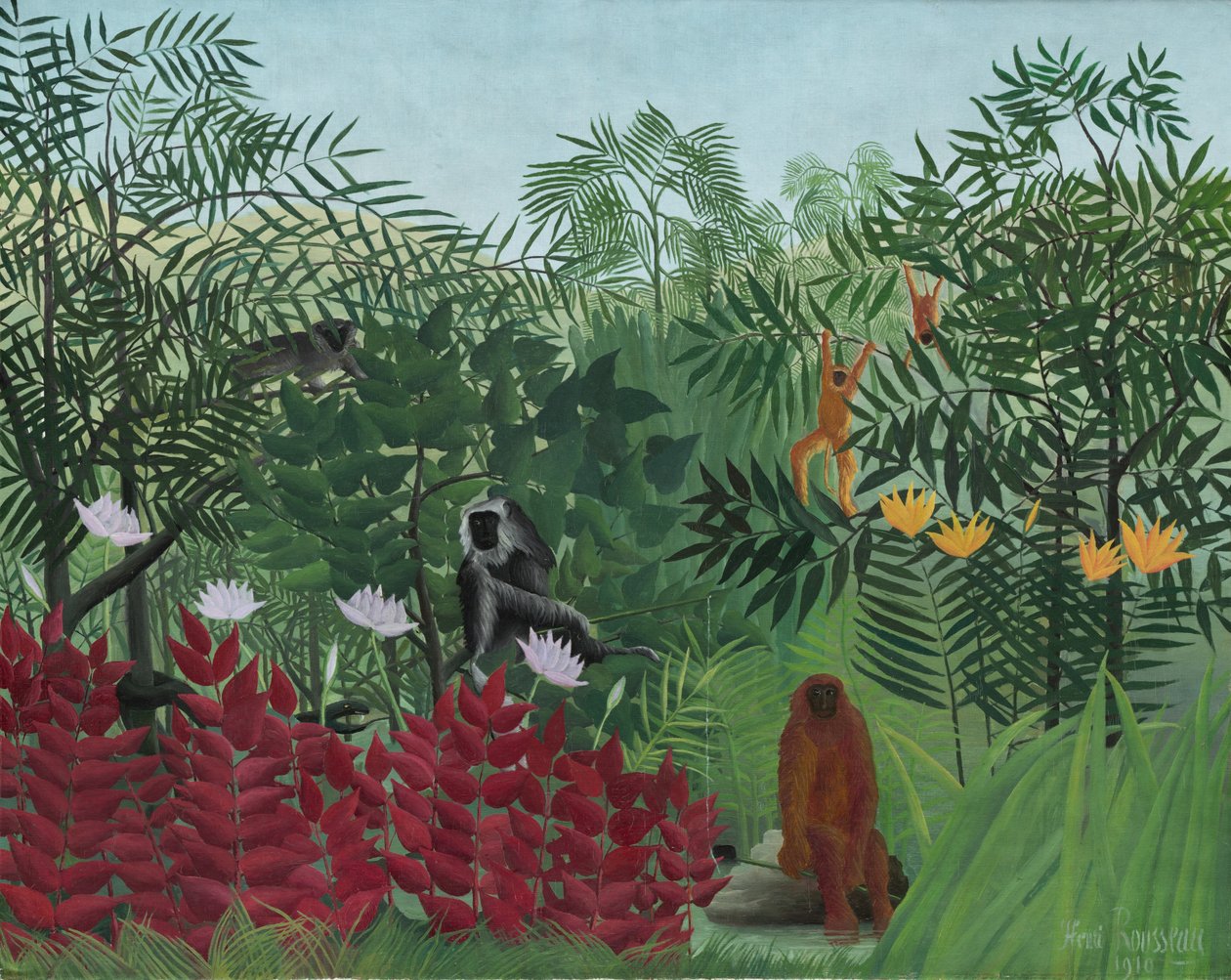 Tropický les s opicemi, 1910. od Henri Rousseau