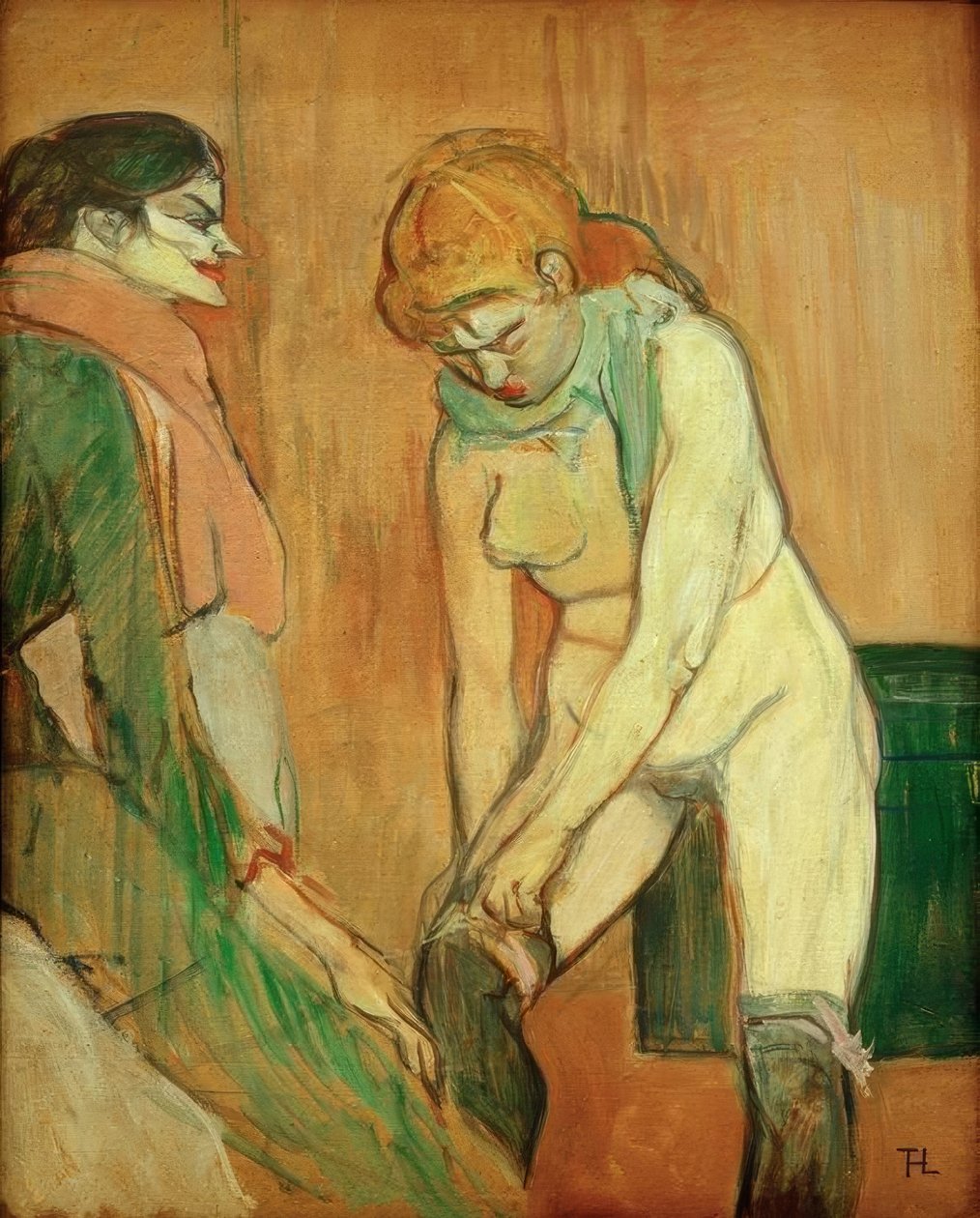 Žena tahání punčochy od Henri de Toulouse Lautrec