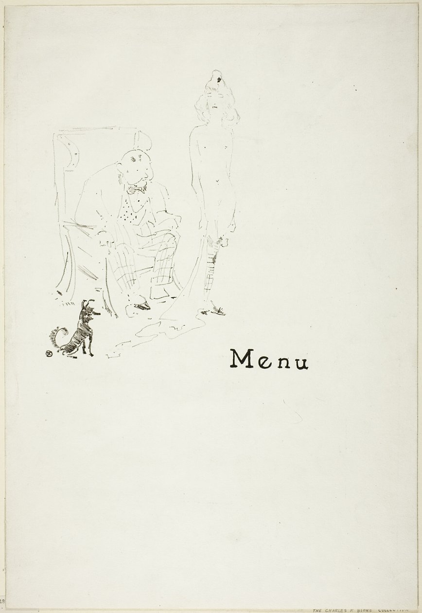 Nahá dívka: Menu od Henri de Toulouse Lautrec