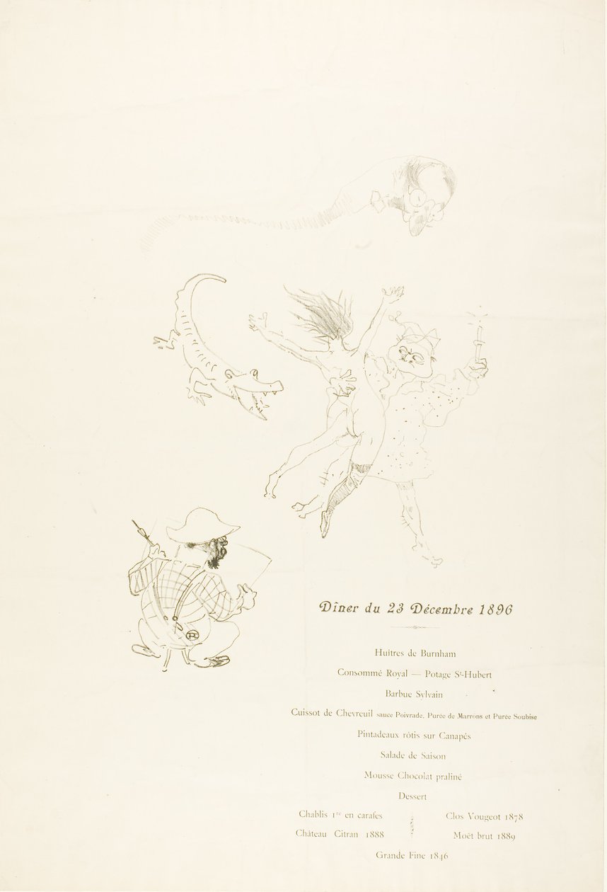 Le crocodile, Menu od Henri de Toulouse Lautrec