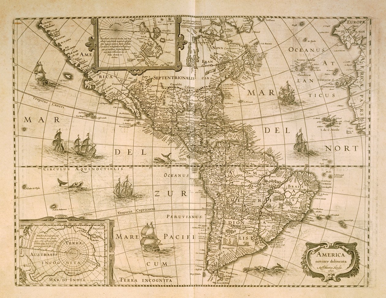 Mapa Ameriky od Henricus Hondius od Henricus Hondius