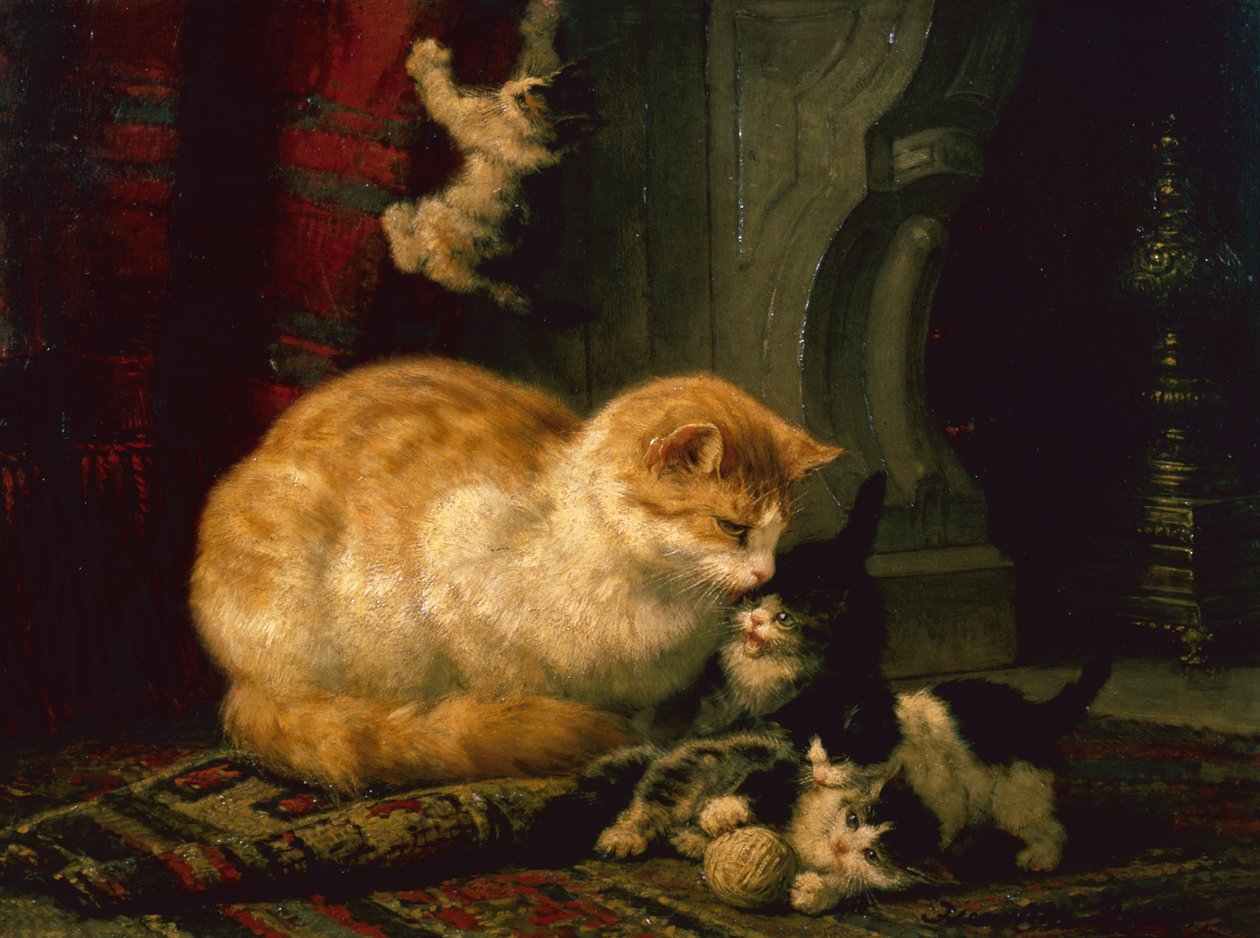 Kittens at Play (olej na panelu) od Henriëtte Ronner Knip