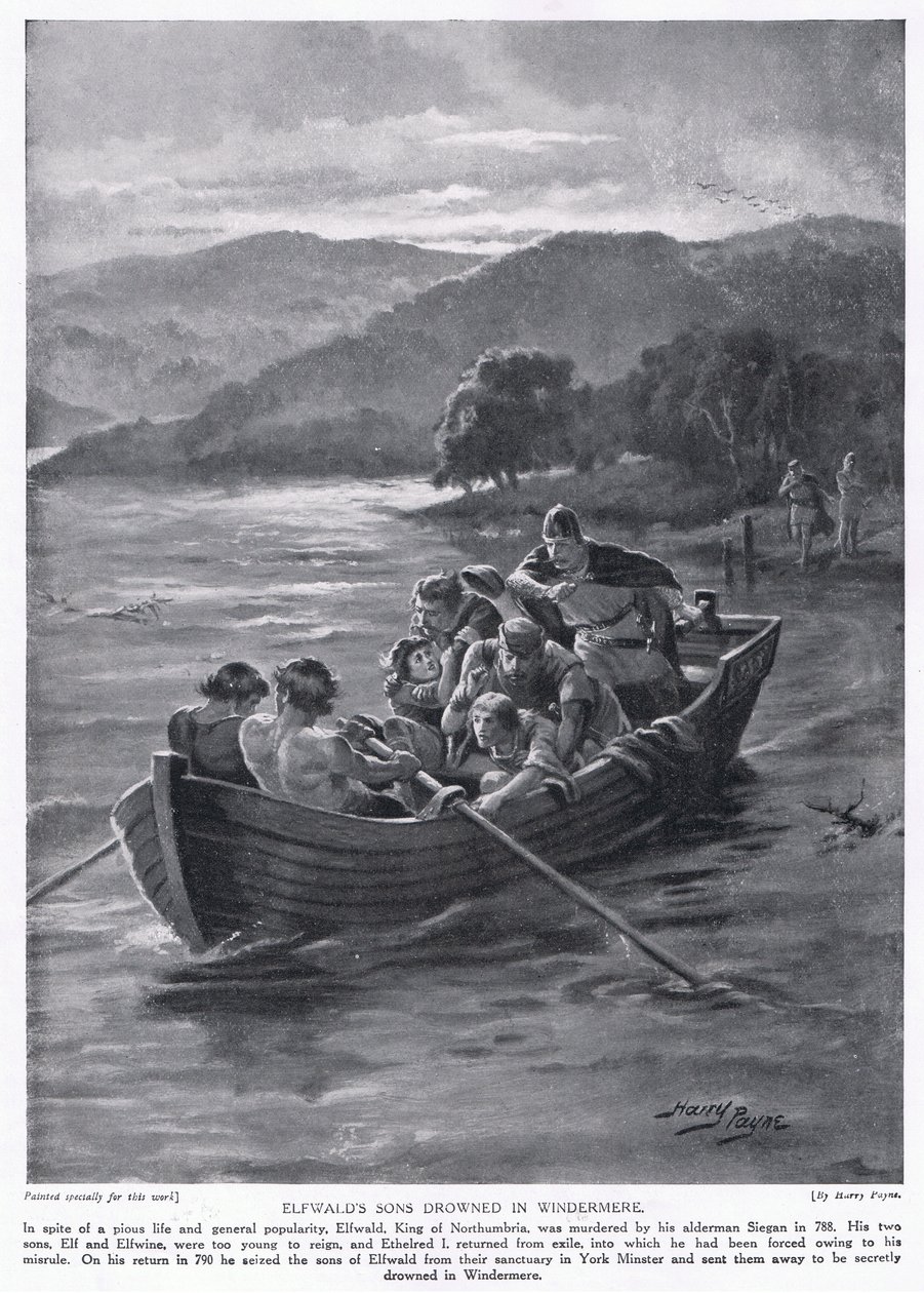 Elfwaldův syn se utopil ve Windermere AD788, 20. léta 20. století od Henry A. Payne