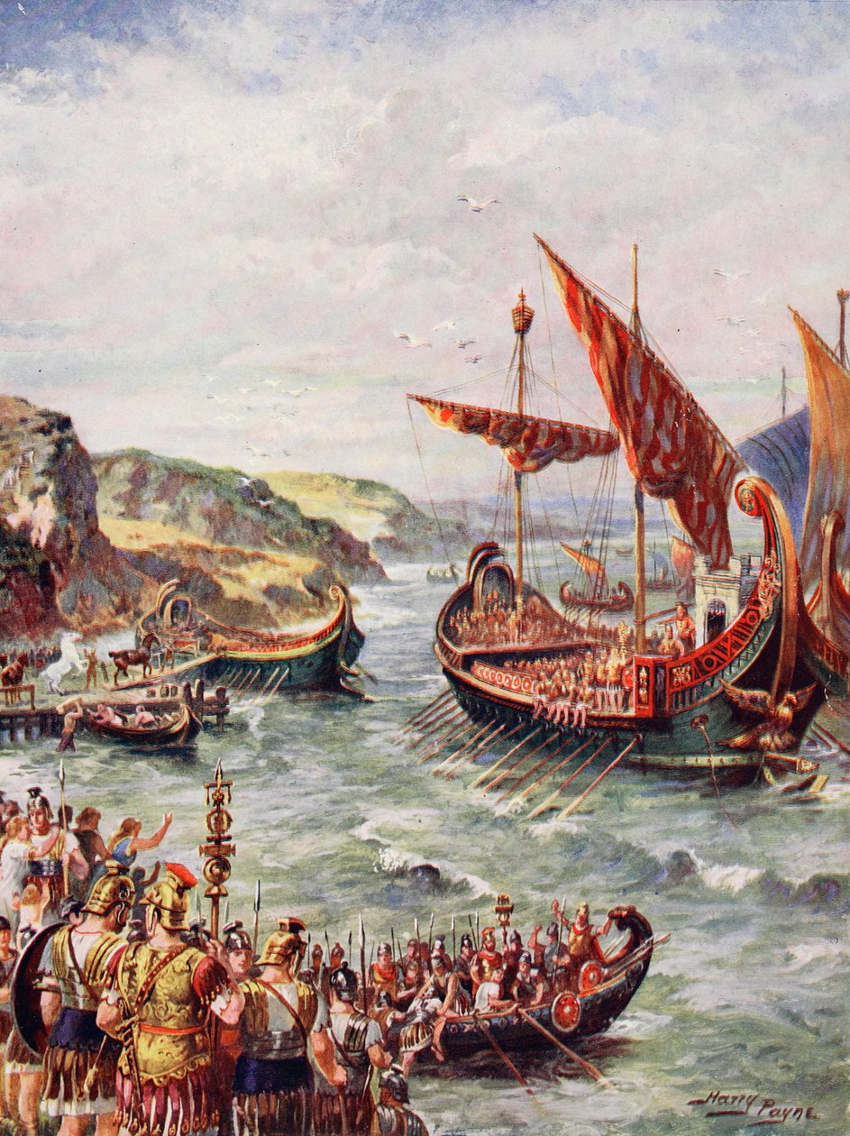 Odchod Římanů z Británie, ilustrace z „Dějiny národa“ od Henry A. Payne