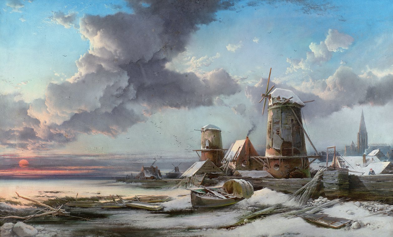 Mrazivý východ slunce, Leiden od Henry Bright