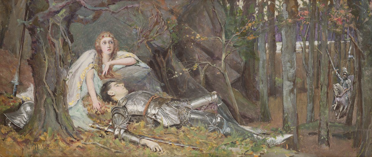 La Belle Dame Sans Merci, 1901 (wc a barva karoserie na papíře) od Henry Meynell Rheam