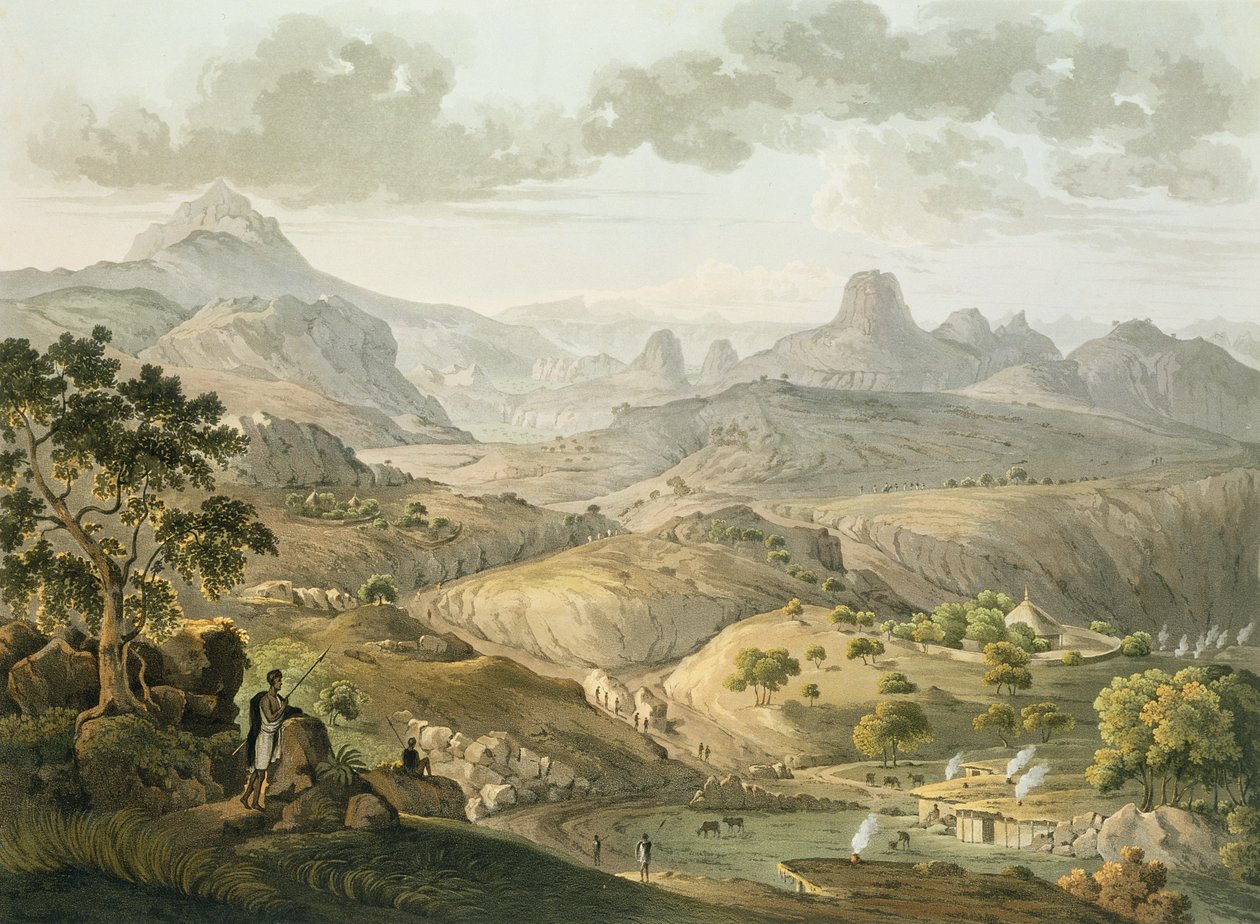 Pohled poblíž vesnice Asceriah, v Habeši, vyrytý Danielem Havellem (1785-1826) 1809 (akvatinta) od Henry Salt