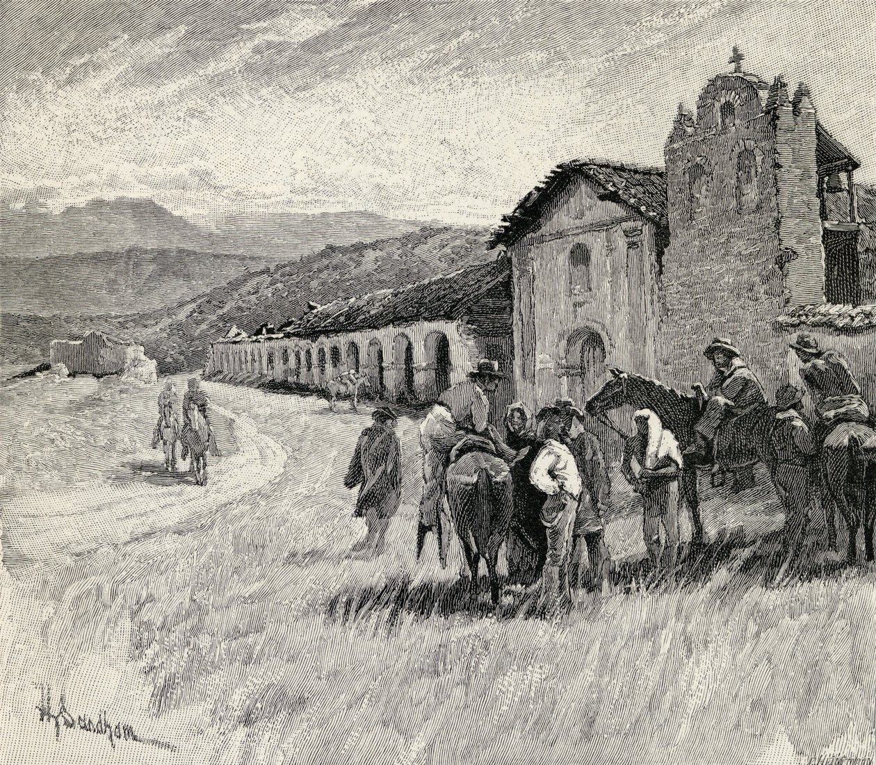 Mission Santa Ynez nebo Ines, Solvang, Kalifornie, z „The Century Illustrated Monthly Magazine“, květen až říjen 1883 od Henry Sandham