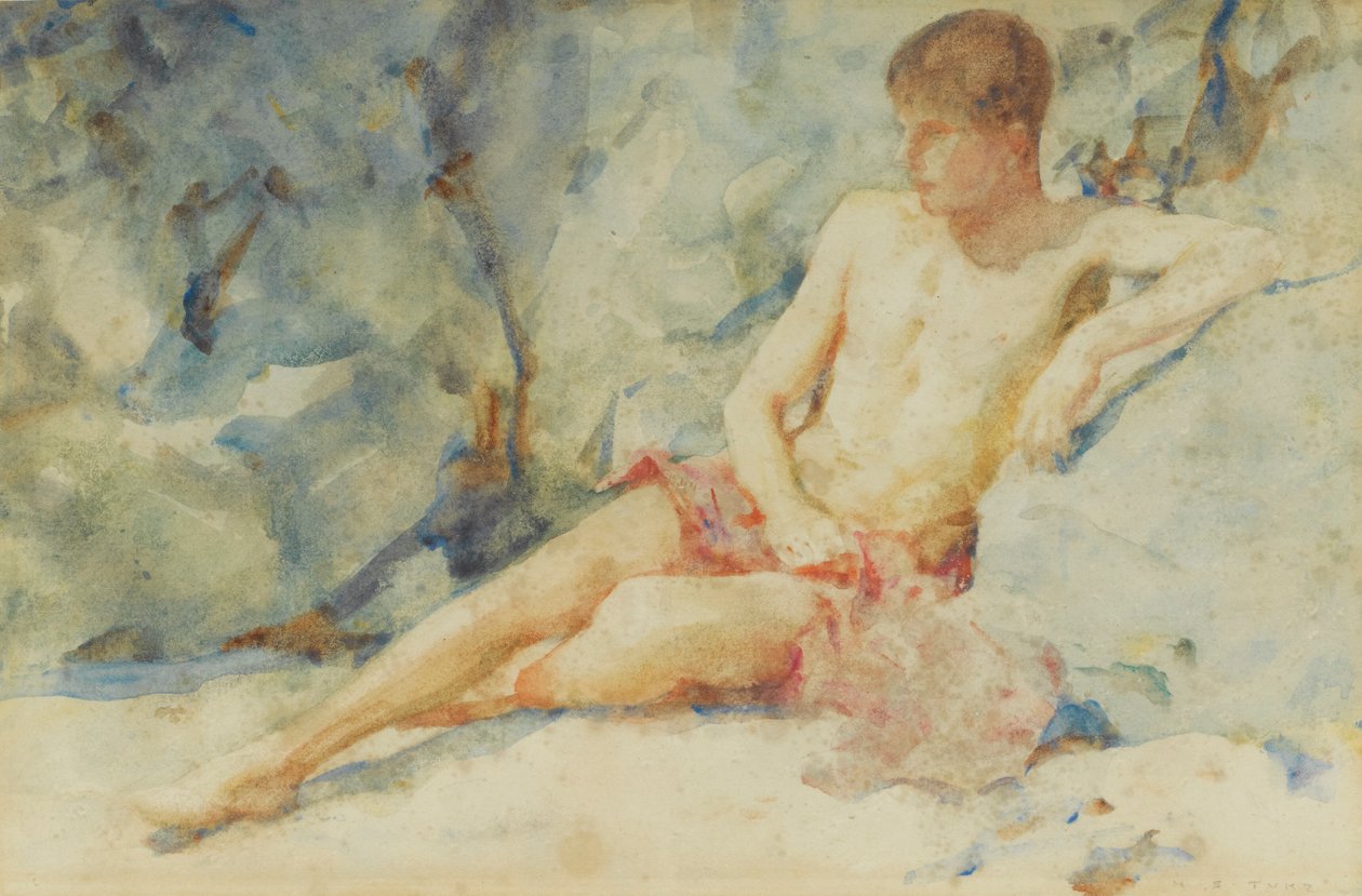 Chlapec proti skále od Henry Scott Tuke