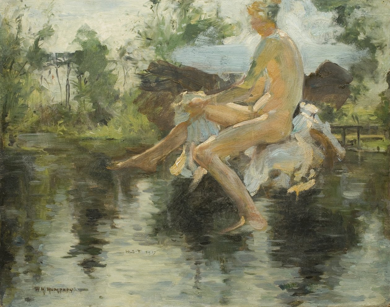 Skica sedícího chlapce, 1917 od Henry Scott Tuke