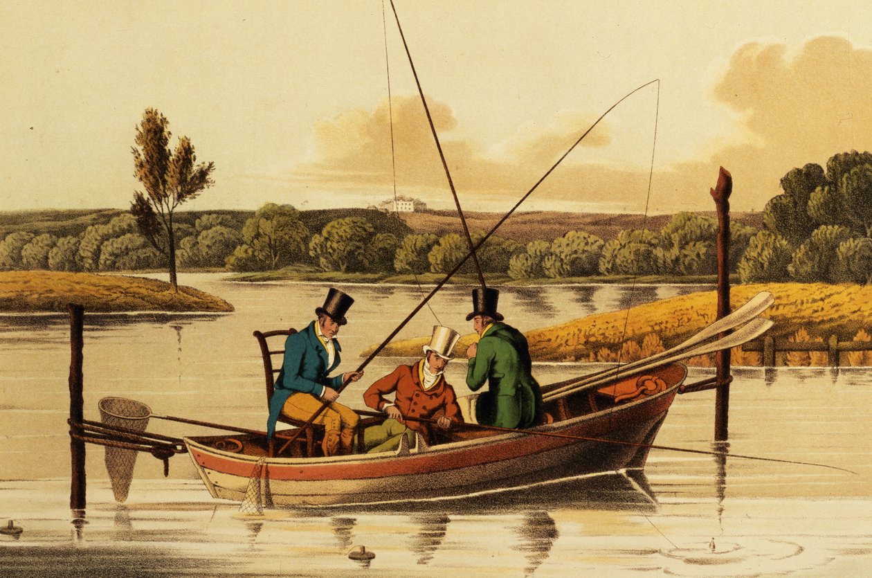 Fishing in a Punt, aquatinted by I. Clark, pub. by Thomas McLean, 1820 (aqautint) od Henry Thomas Alken