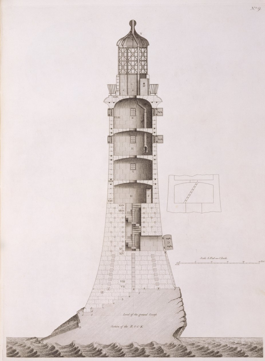 Eddystone Lighthouse vyrytý Edwardem Rookerem (asi 1712-74), 1763 od Henry Winstanley