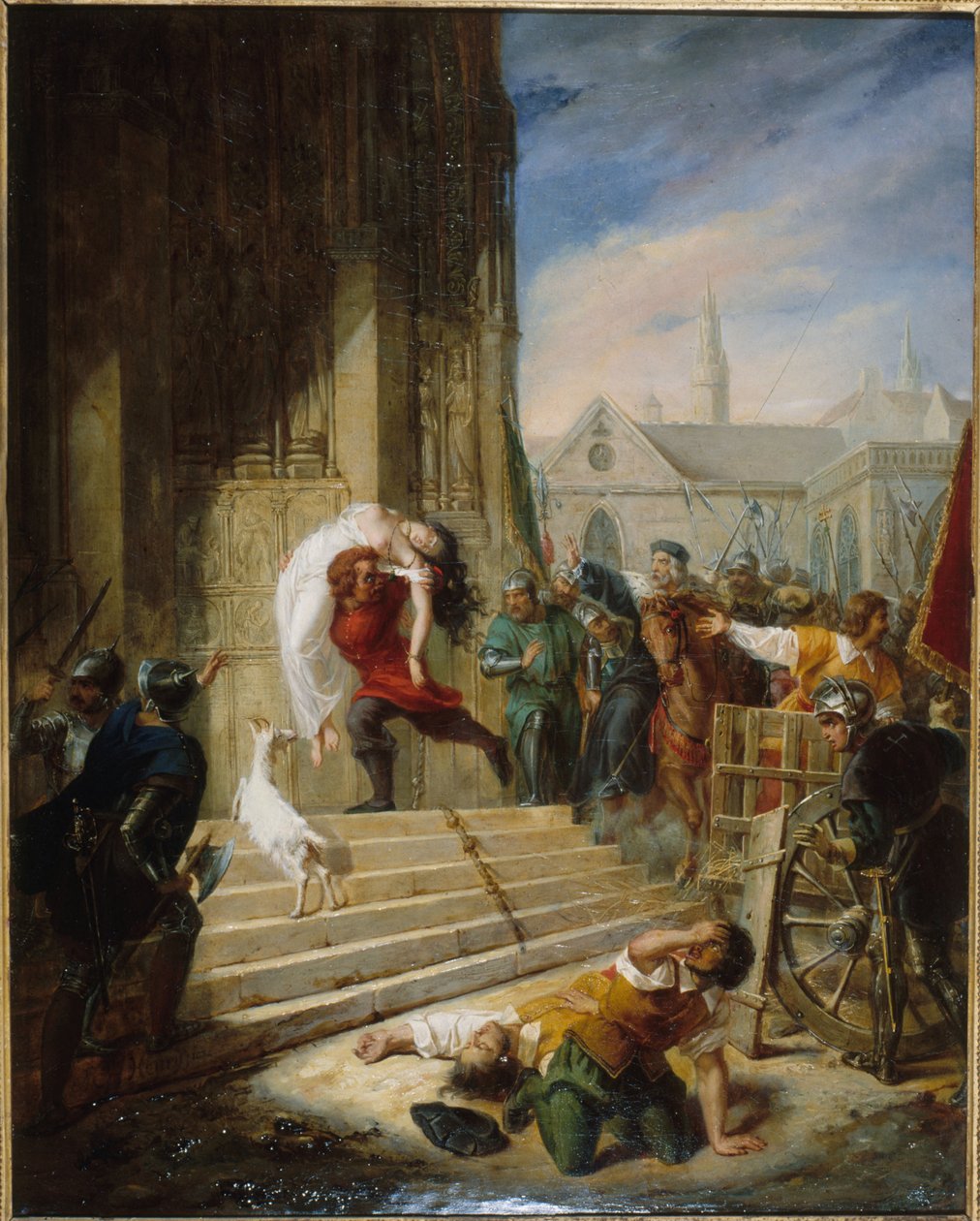 Quasimodo zachrání Esmeraldu před popravčími, 1832. od Henry