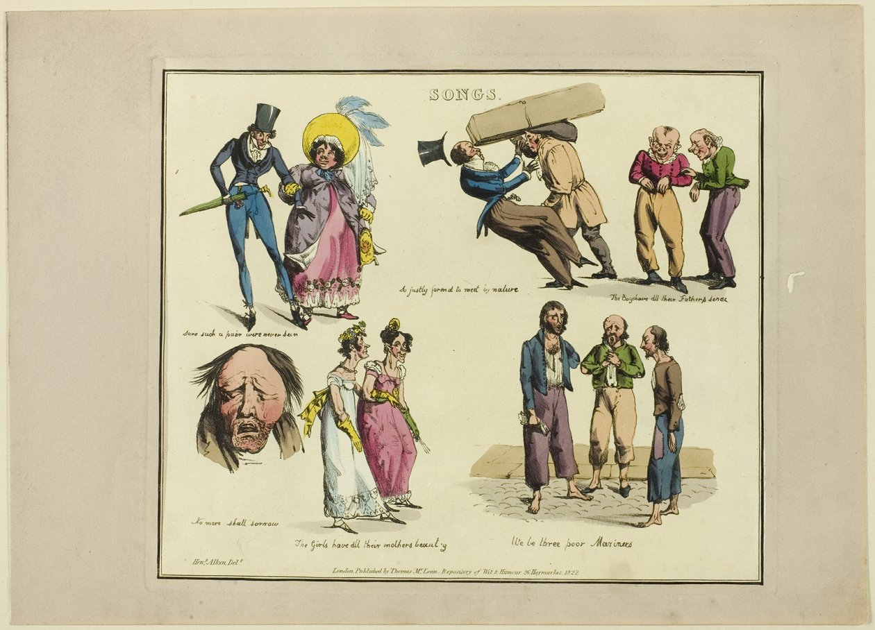 Deska od ilustrací k populárním písním od Henry Alken