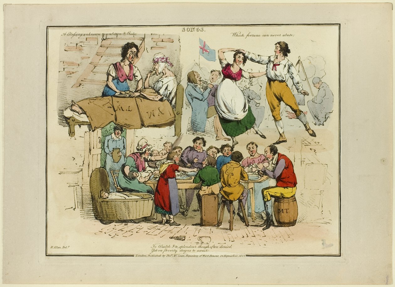 Deska od ilustrací k populárním písním od Henry Alken