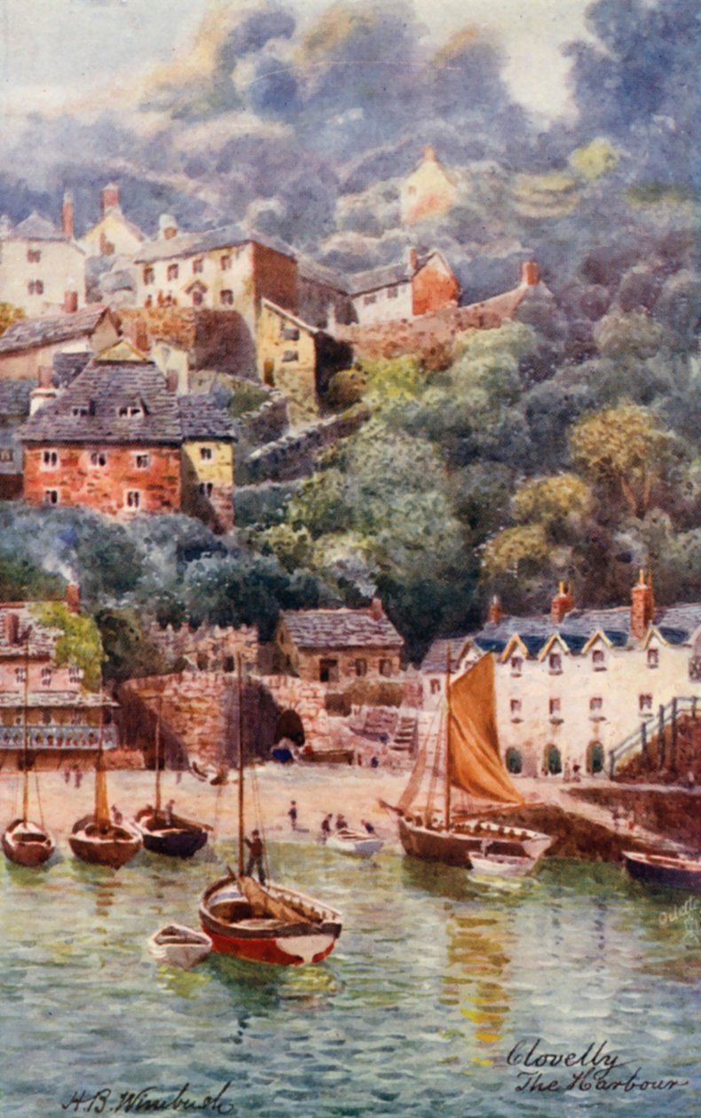 Přístav, Clovelly (barevná litografie) od Henry B. (after) Wimbush