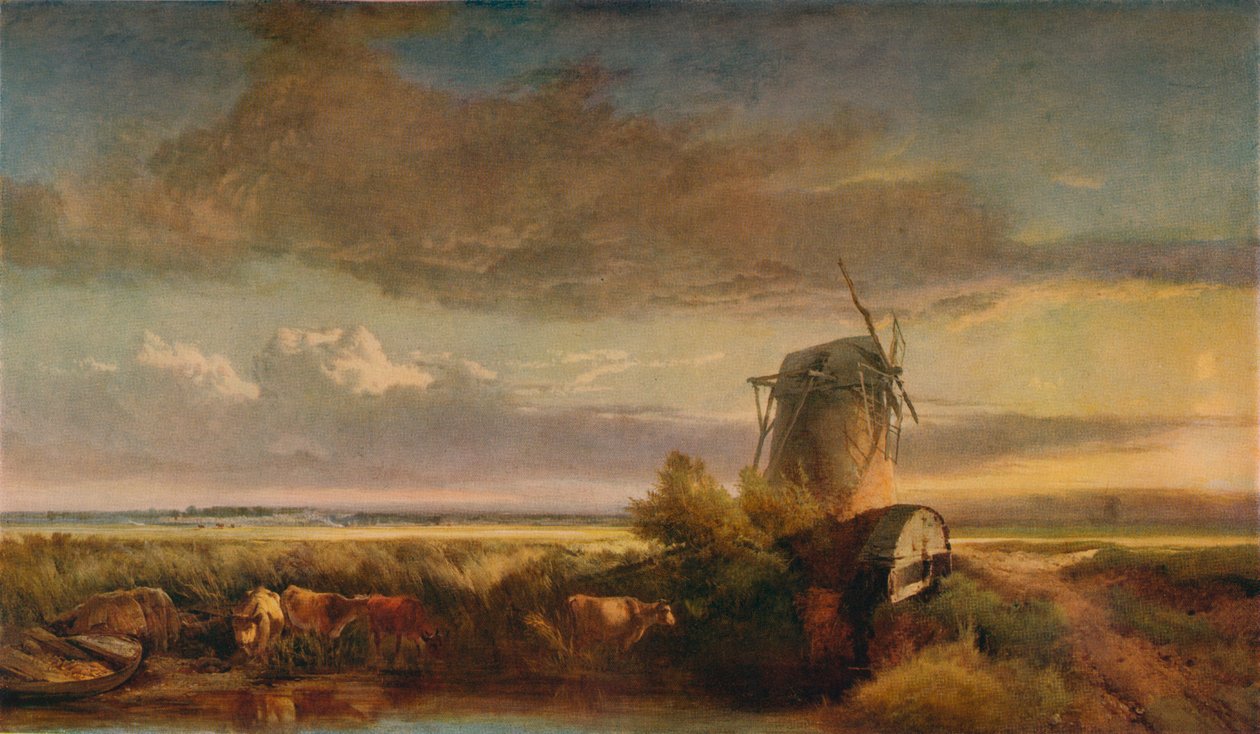 Mills on the Fens, c1853 od Henry Bright