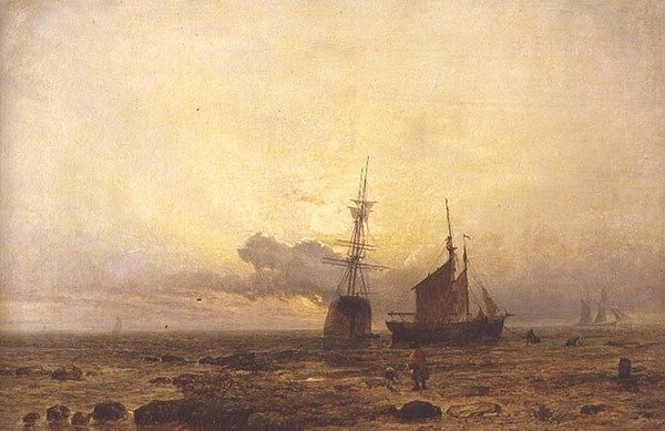 Pobřežní scéna, večer od Henry Dawson