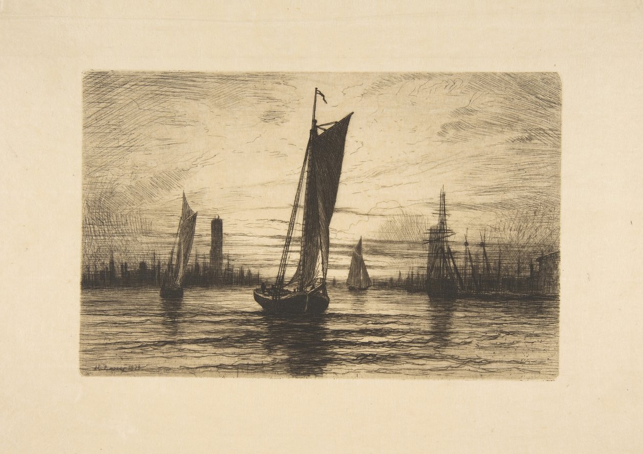 Západ slunce na East River, 1879. od Henry Farrer