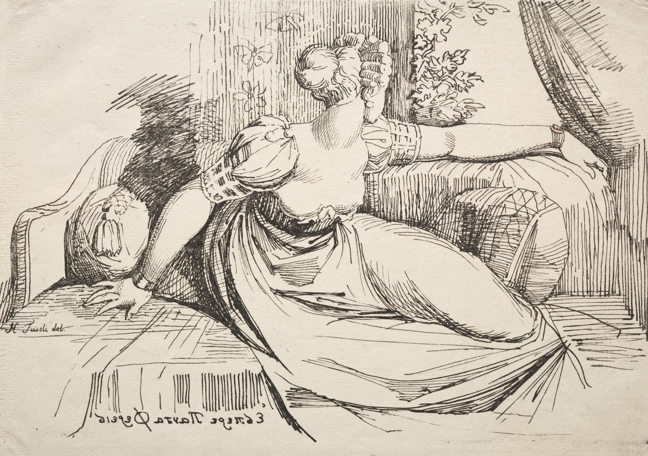 Vzorky polyautografie: Žena na pohovce. od Johann Heinrich Füssli