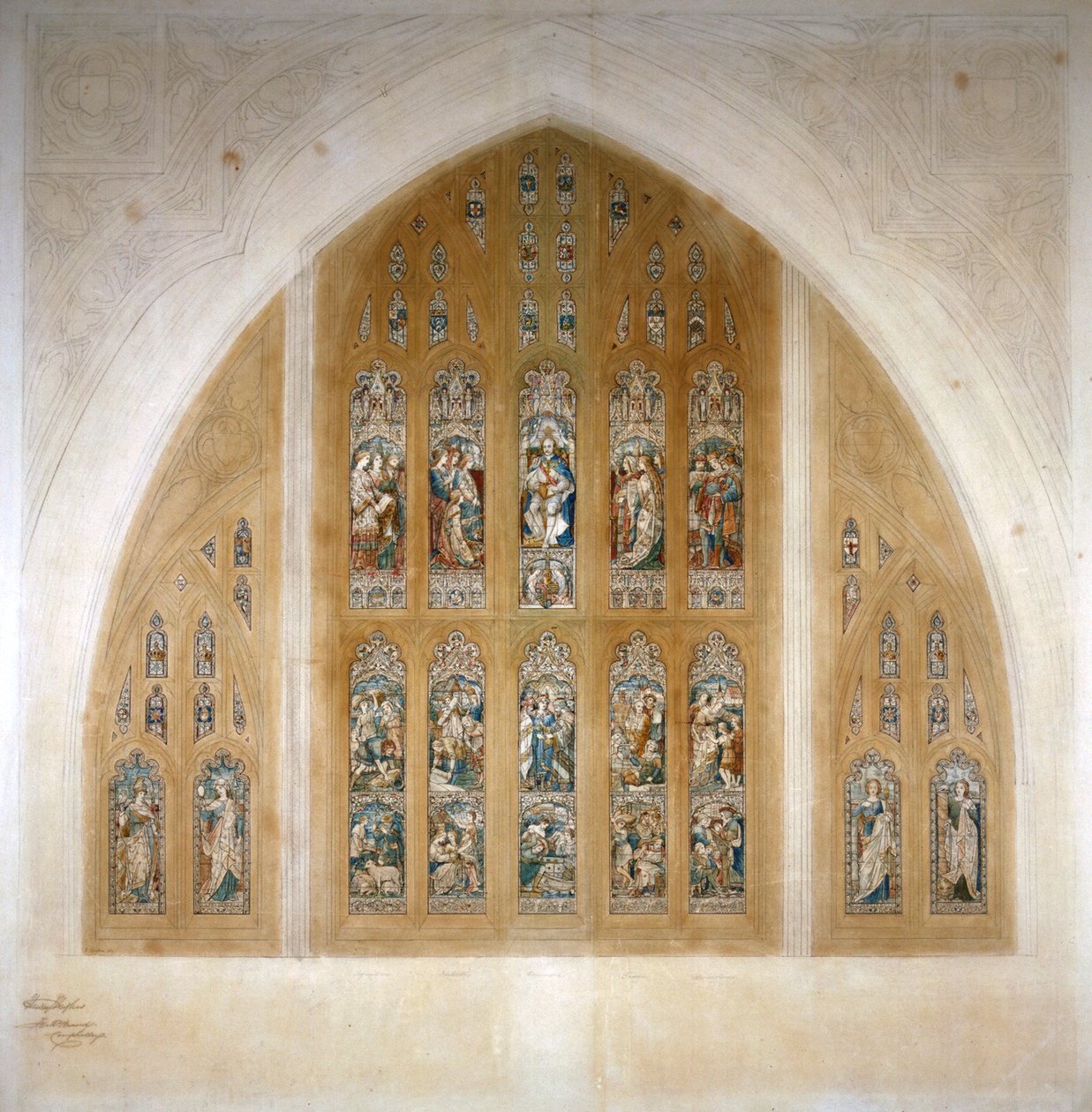 Návrh okna z barevného skla, 1869. od Henry Hughes