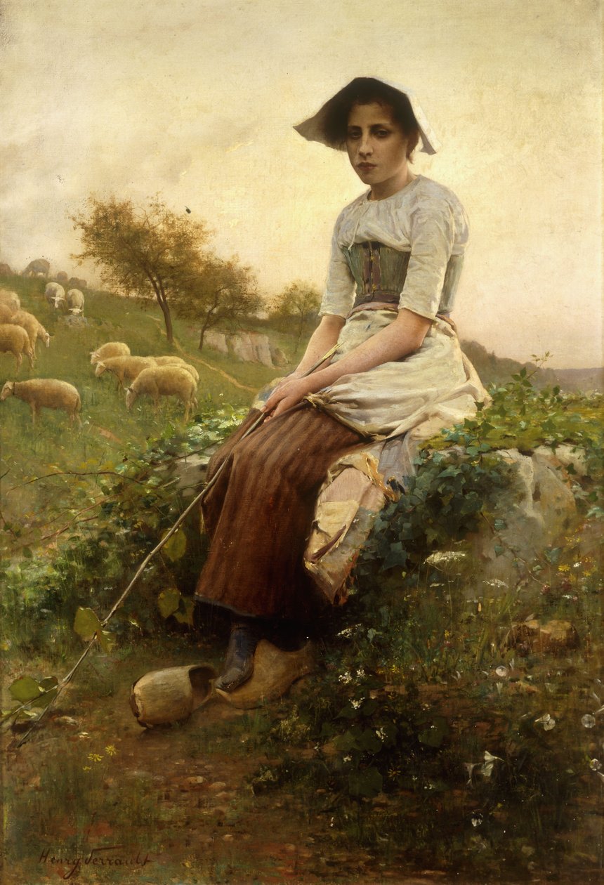Pastýřka (olej na plátně) od Henry Paul Perrault