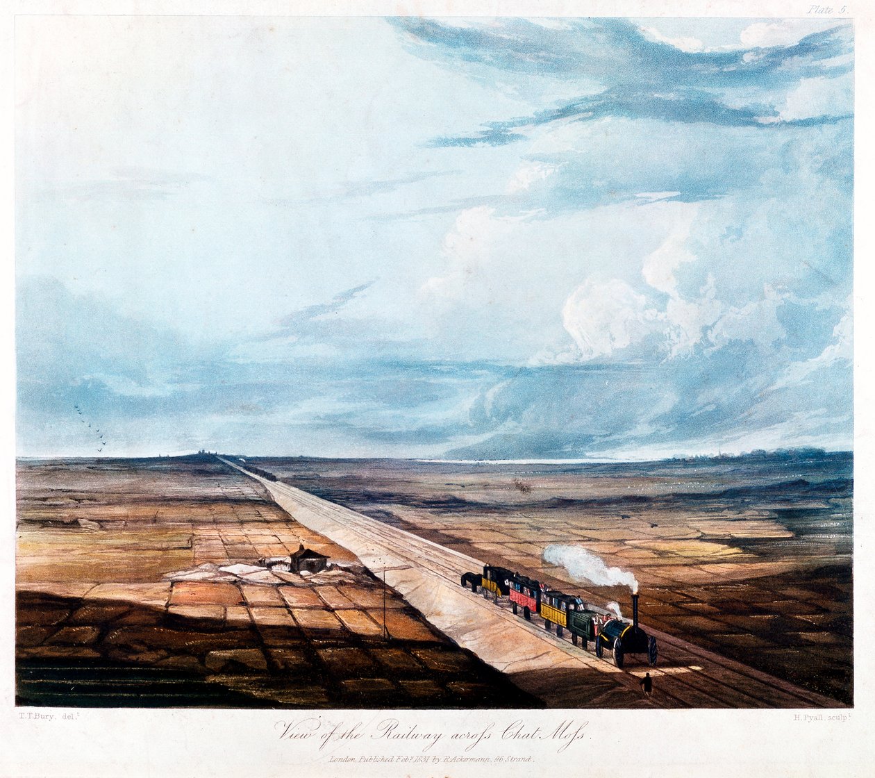 Vlakový přejezd Chat Moss, Lancashire, 1831 od Henry Pyall