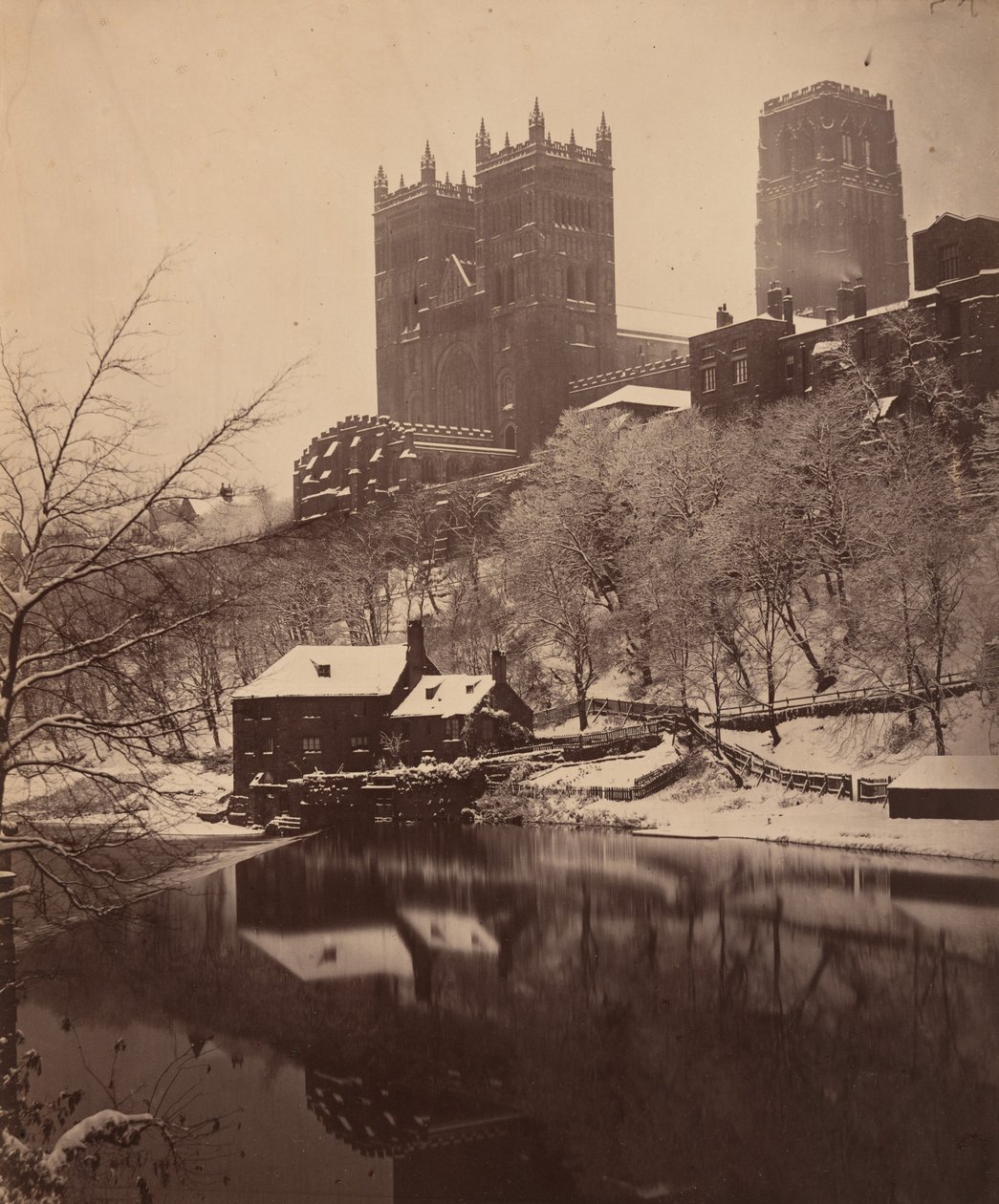 Durhamská katedrála v zimě,cca. 1857 (foto) od Henry Reverend Holden