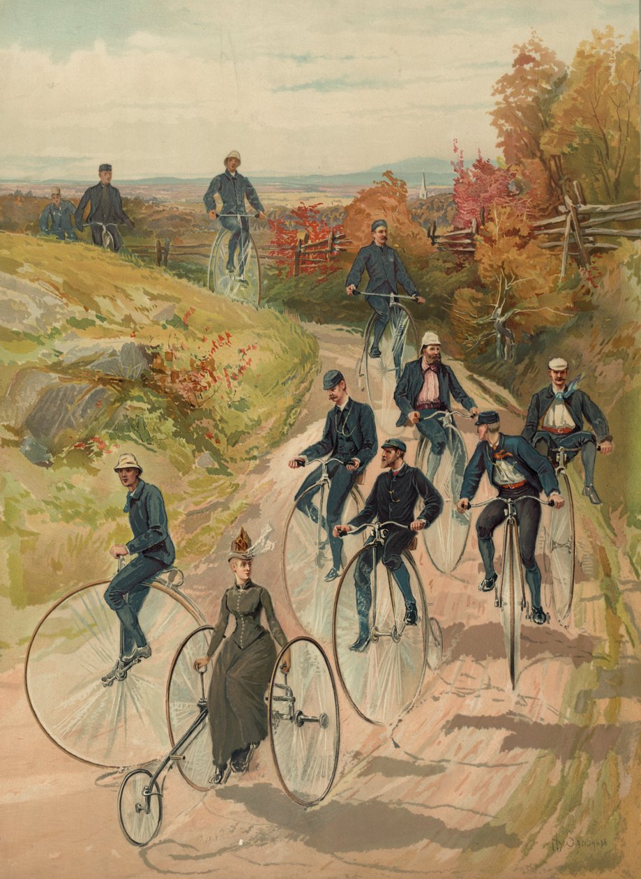 Cyklistika, kolem roku 1887 od Henry Sandham