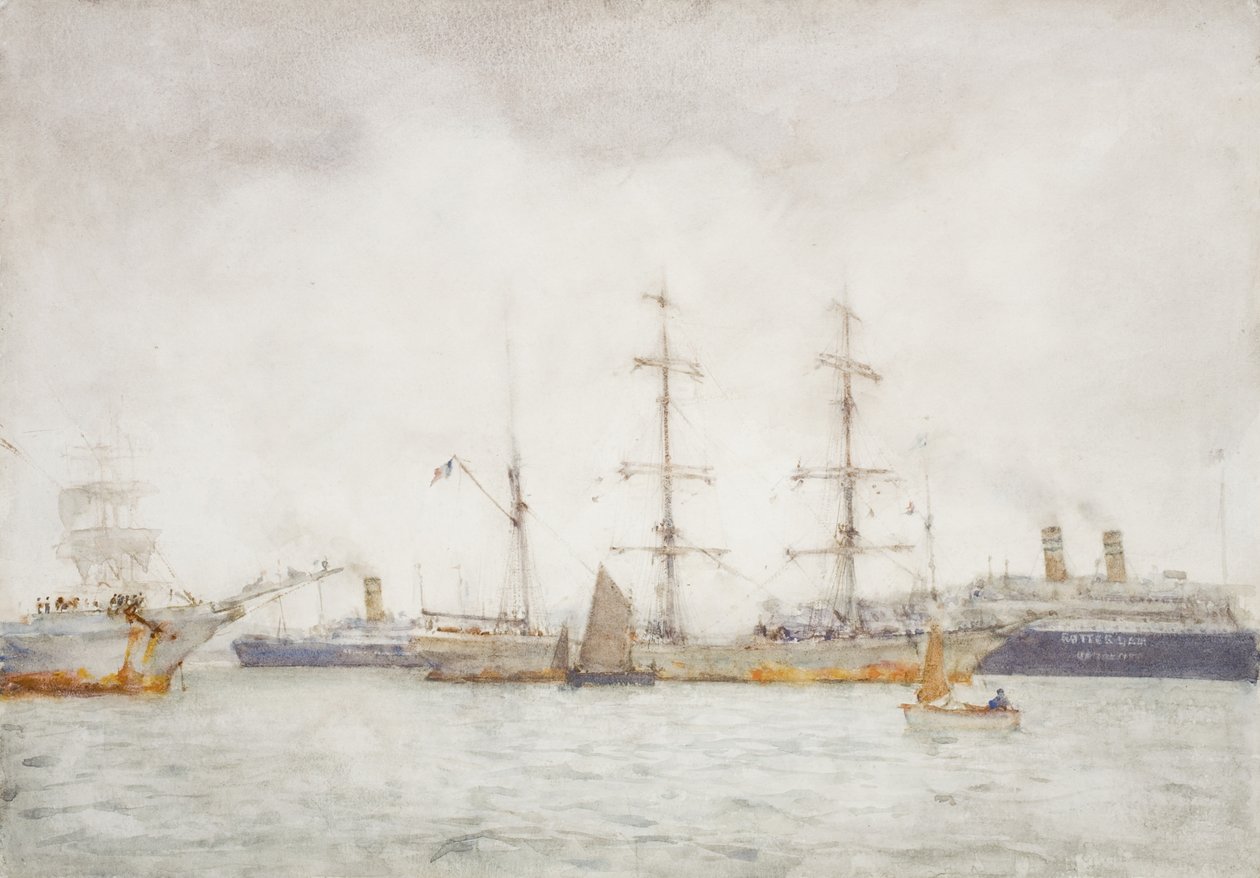 Lodě v přístavu, kolem roku 1919 od Henry Scott Tuke