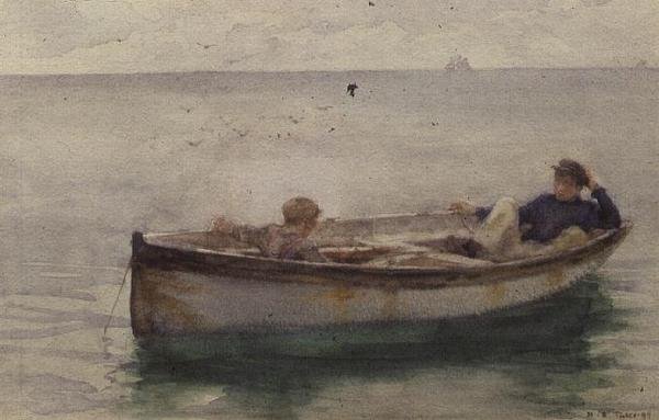 Dva chlapci ve veslici od Henry Scott Tuke