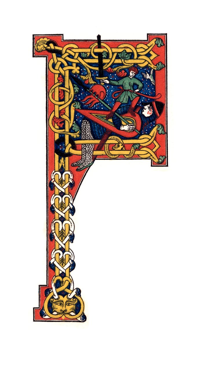 Počáteční písmeno F, 12. století, 1843. od Henry Shaw