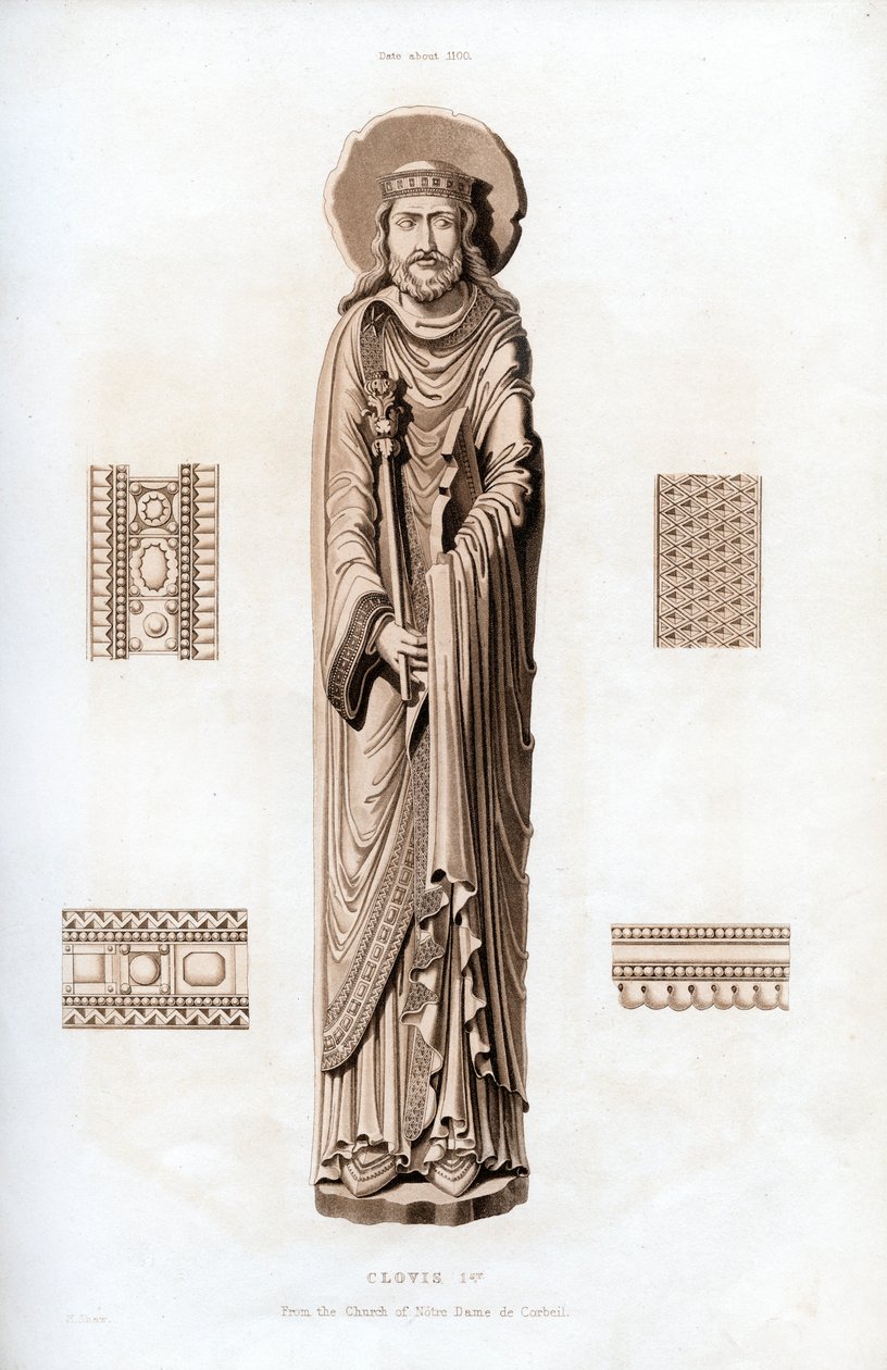 Král Clovis I, c1100, 1843. od Henry Shaw