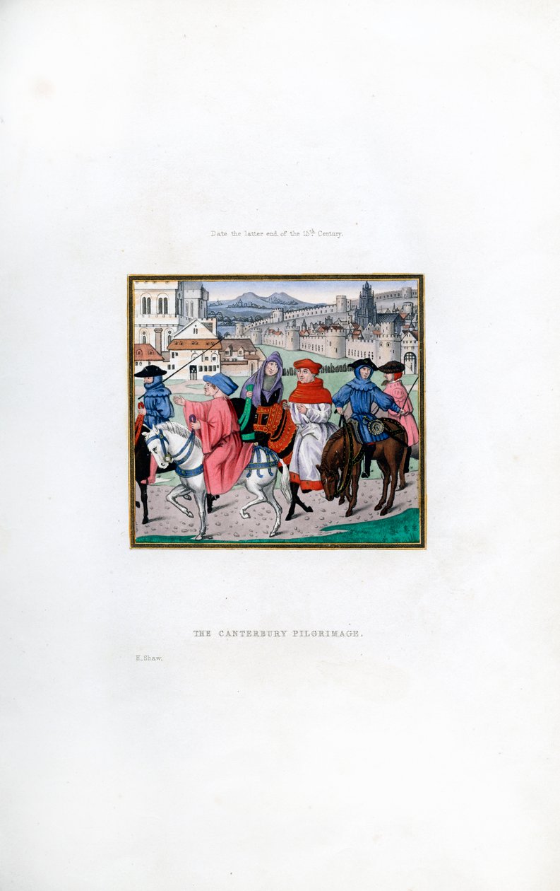 Canterburská pouť, konec 15. století, 1843. od Henry Shaw