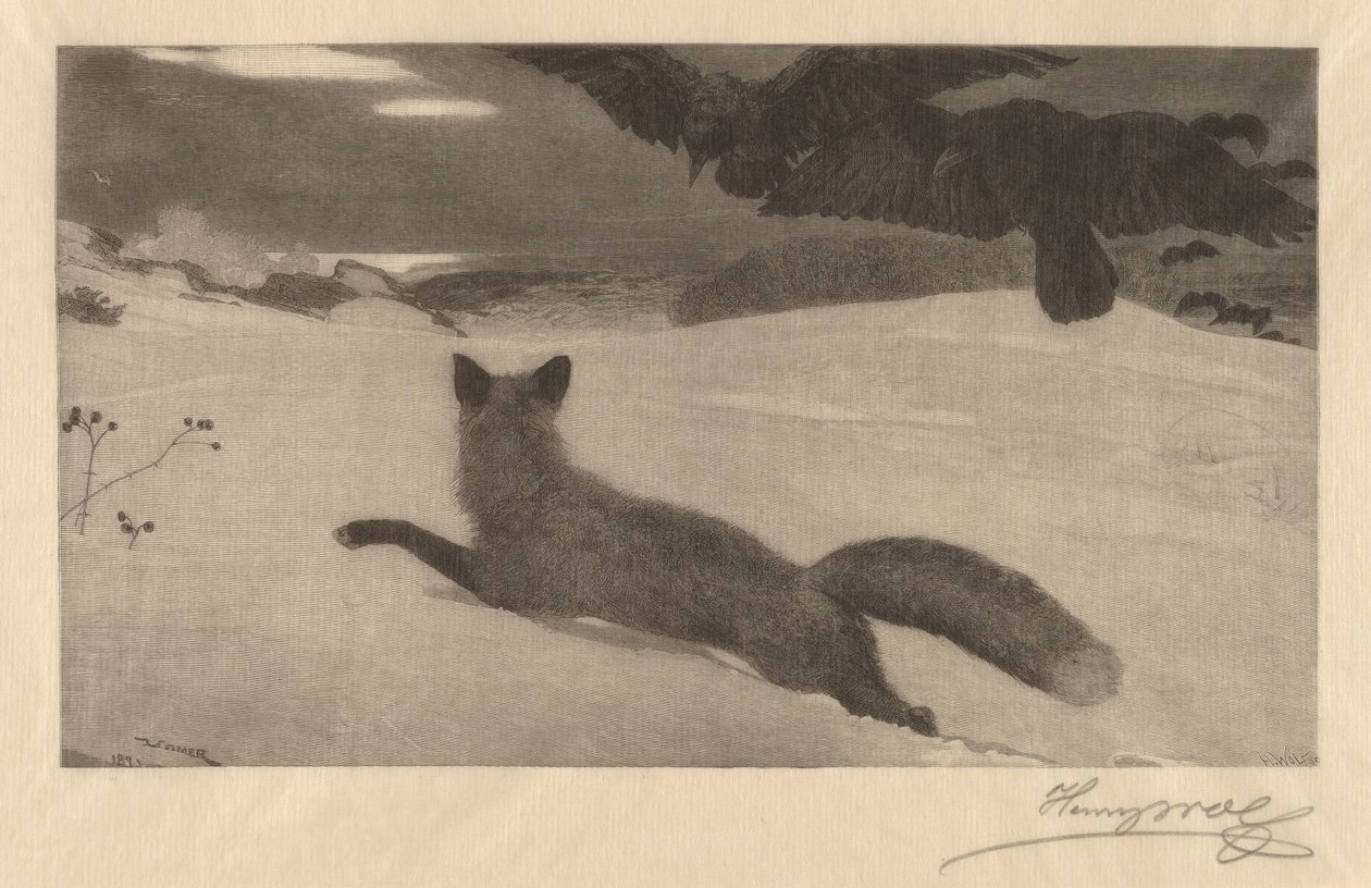 Zima, hon na lišku od Henry Wolf after Winslow Homer