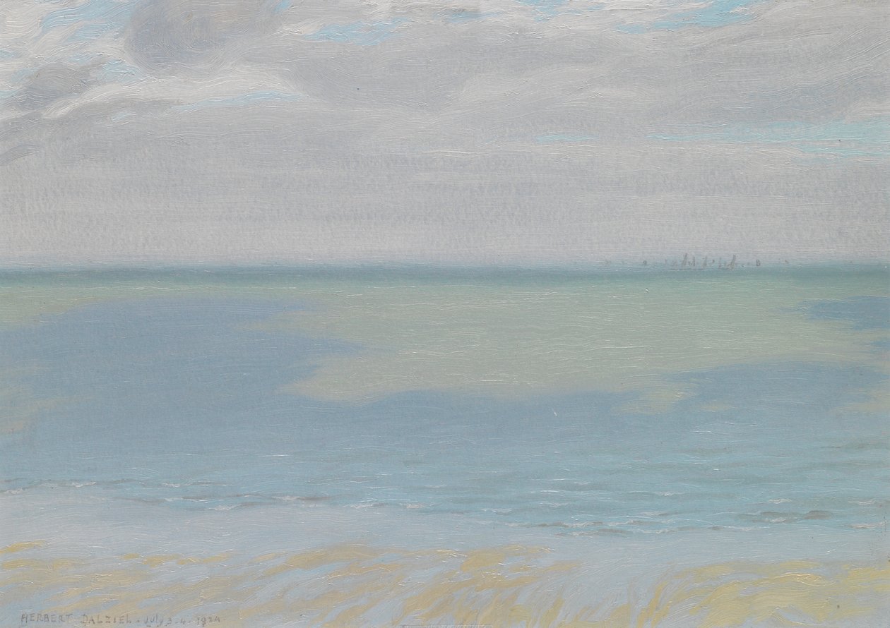 Studie oblohy a moře, 1924 (olej na papíře) od Herbert Dalziel
