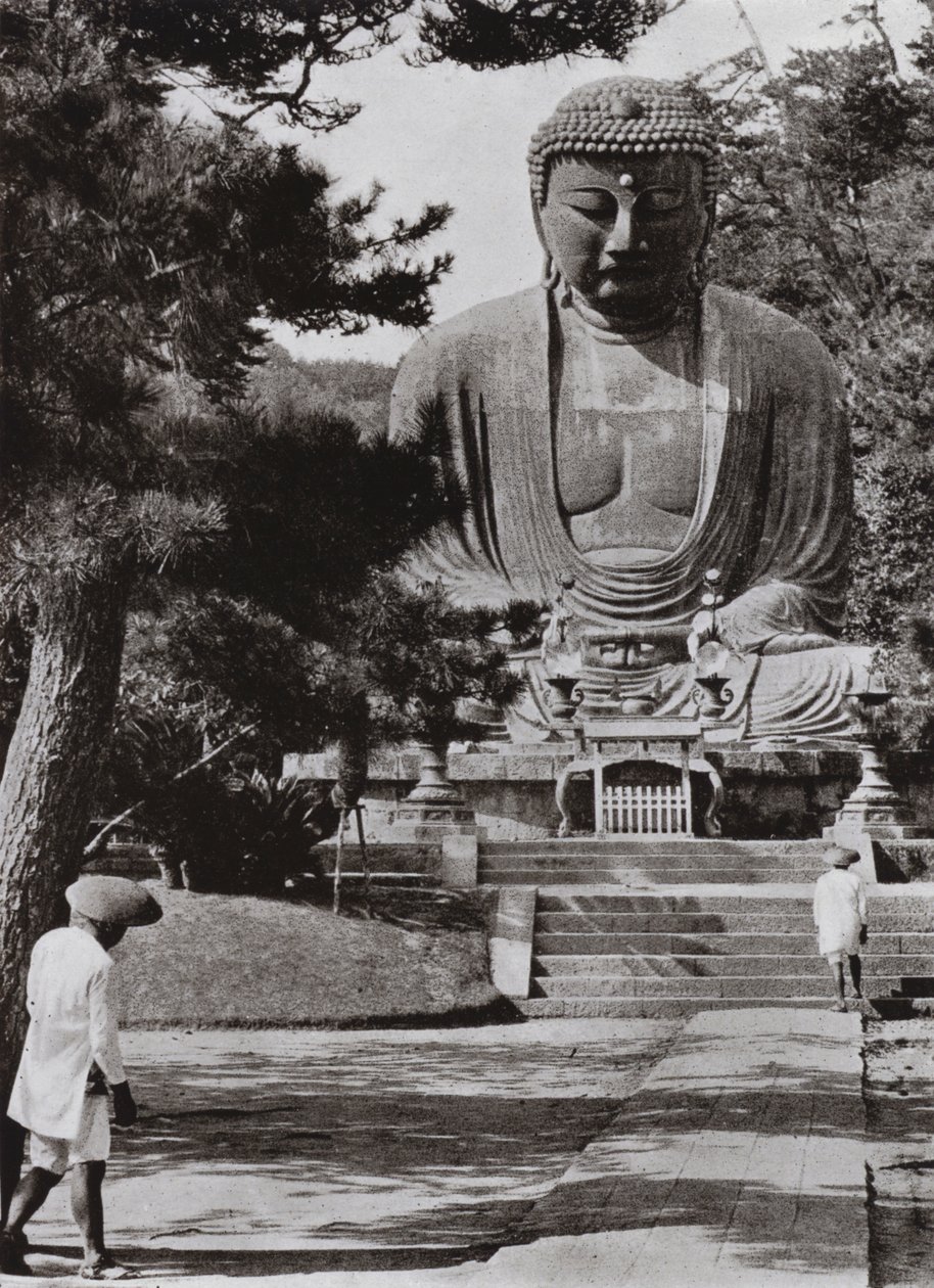 Amida, Buddha (černobílá fotografie) od Herbert Ponting