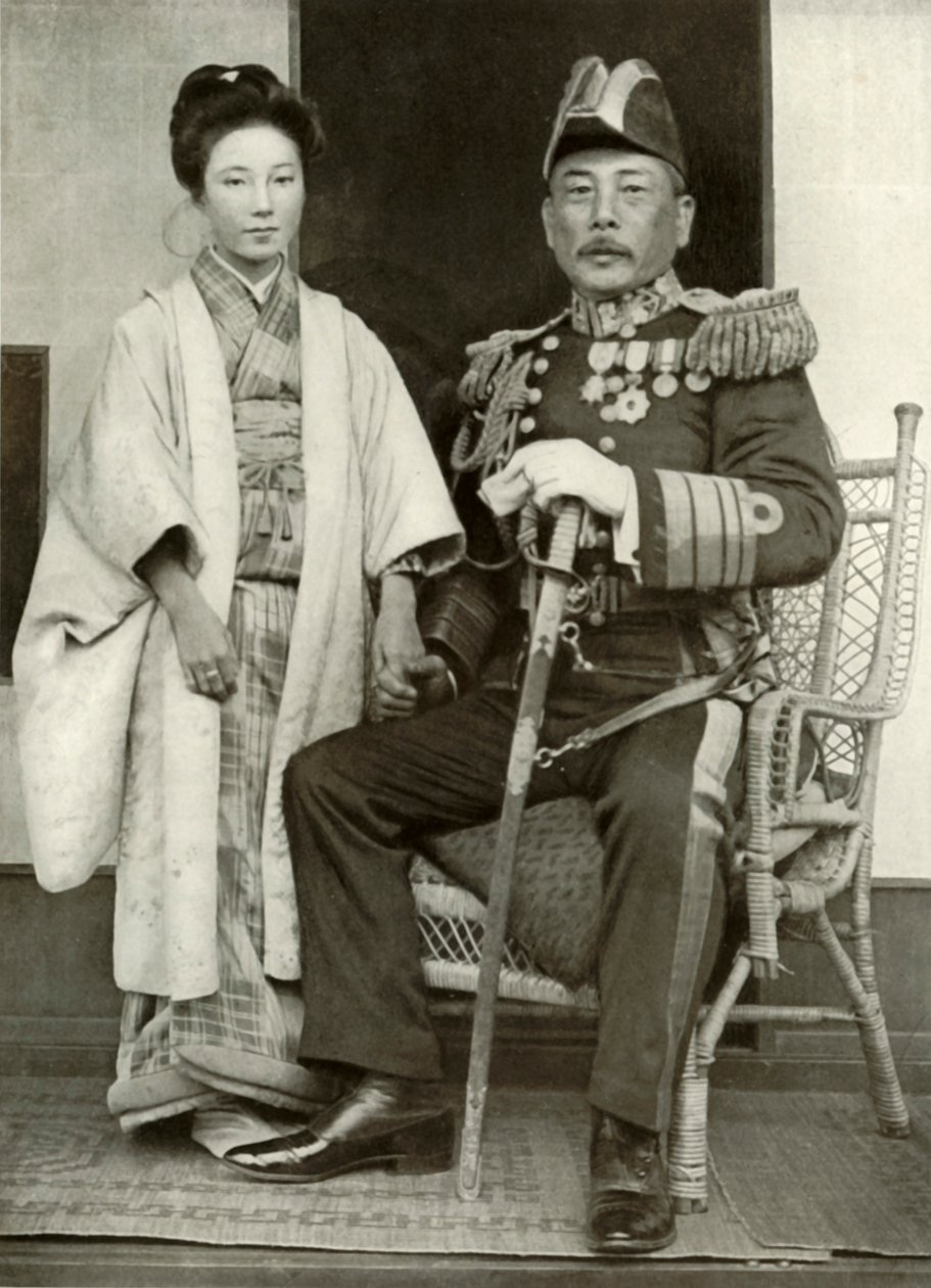 Viceadmirál Kamimura a jeho dcera Hoshiko, 1910. od Herbert Ponting
