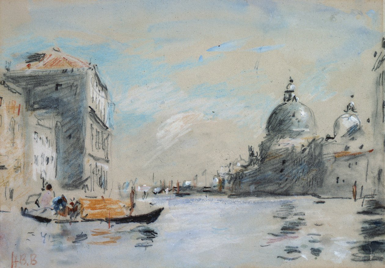 Canal Grande a kostel Santa Maria della Salute, Benátky (akvarel) od Hercules Brabazon Brabazon