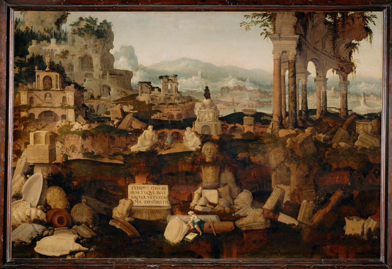 Krajina s antickými ruinami ... (malba na plátně) od Herman Posthumus