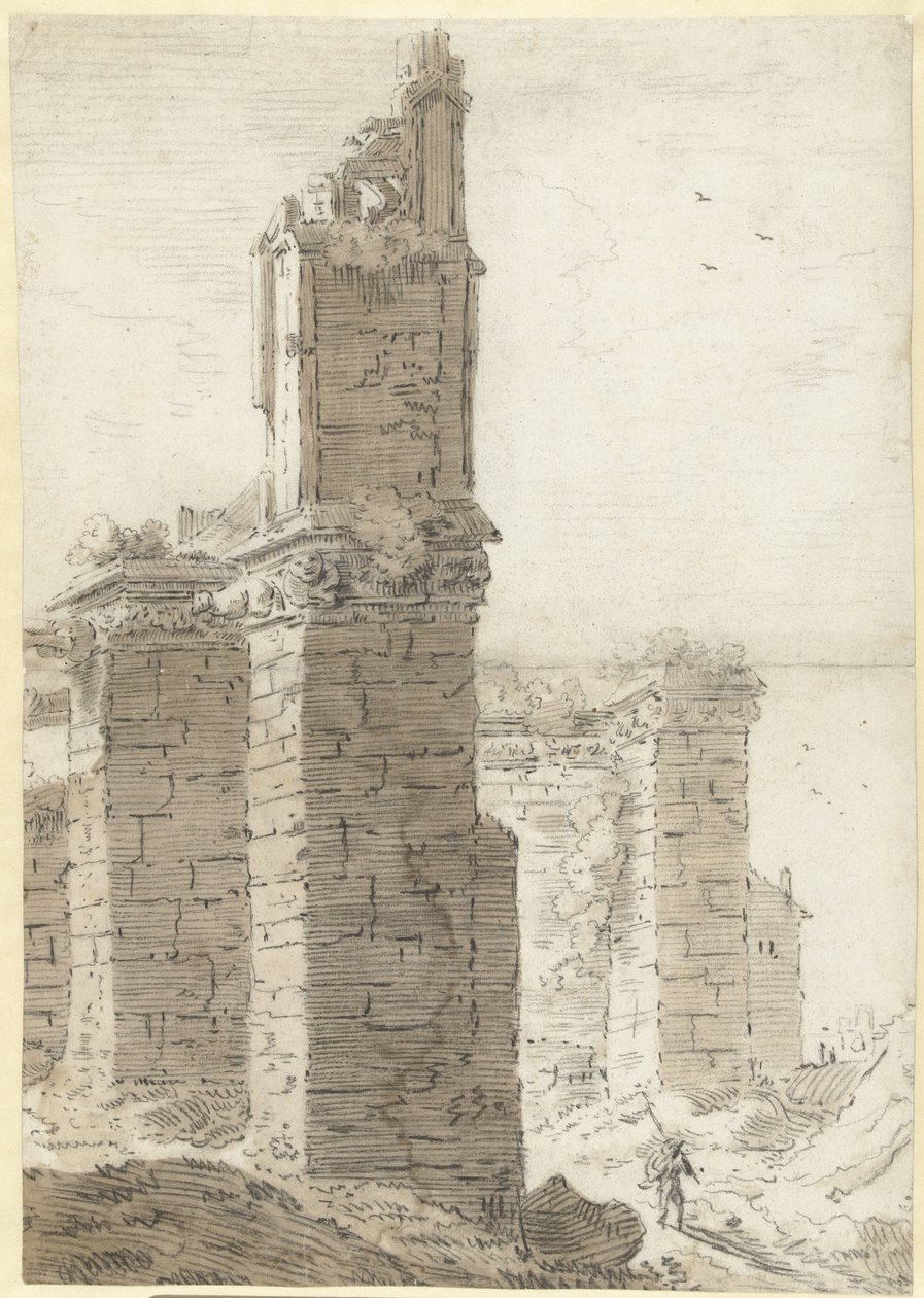 Demolice gotického kostela od Herman Saftleven