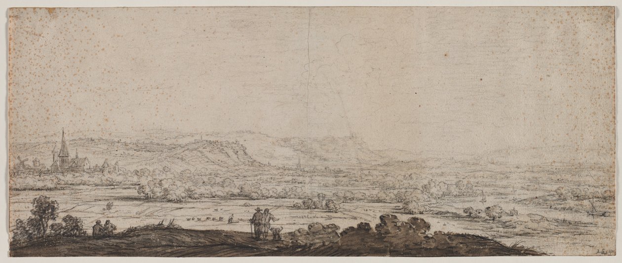 Krajina s vesnicí Schenkenschanz, Gelderland od Herman Saftleven