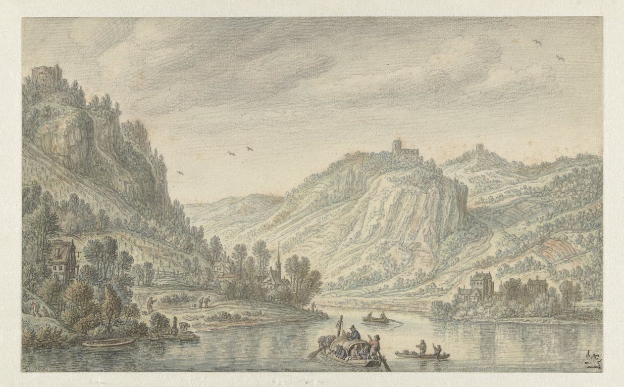 Rýn u Drachenfelsu od Herman Saftleven