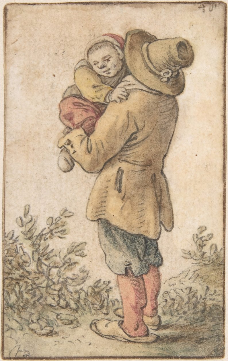 Sedlák s dítětem, 17. století. od Herman Saftleven the Younger