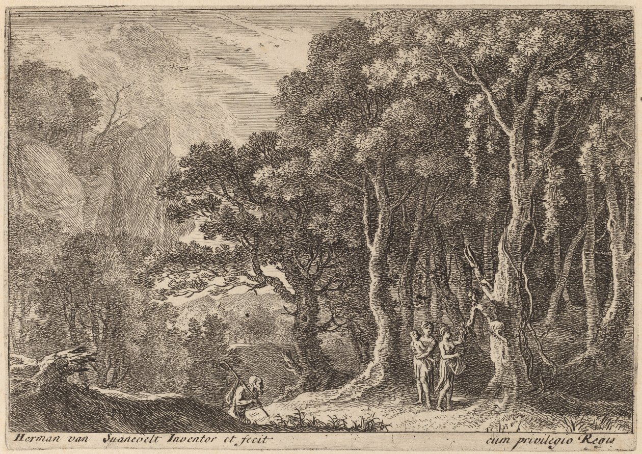 Satyr sbírající ovoce od Herman van Swanevelt