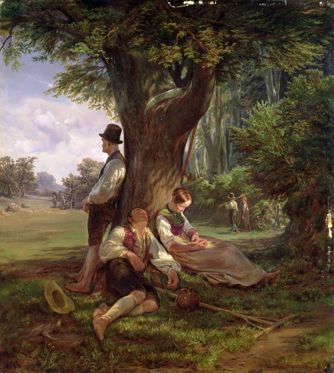 Sedláci na siestě, 1841 od Hermann Kauffmann