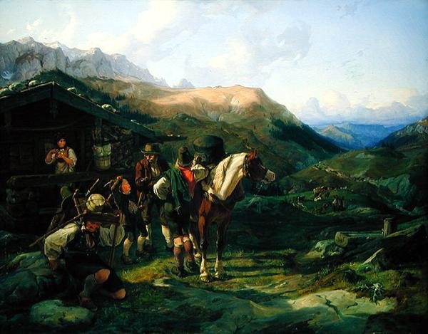 Odjezd z alpské pastviny, 1832 od Hermann Kauffmann