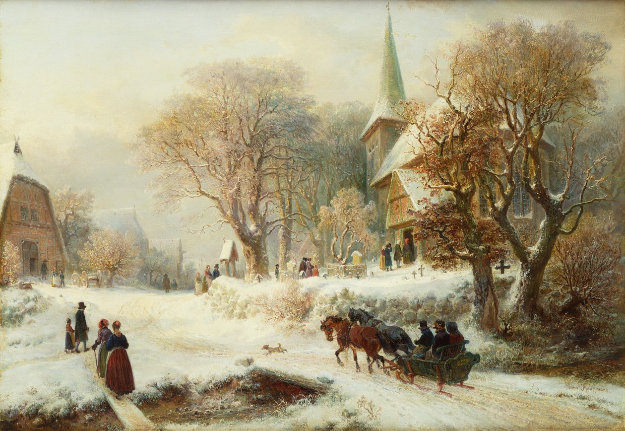 Jít do kostela (olej na plátně) od Hermann Kauffmann